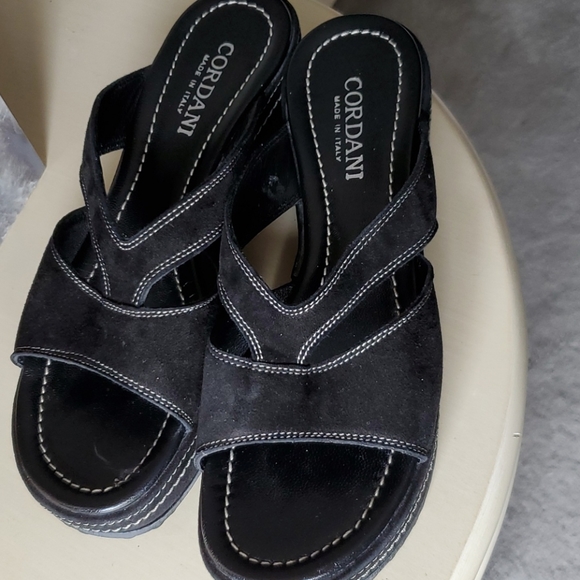 Cordani black suede wedge sandals - Picture 2 of 7